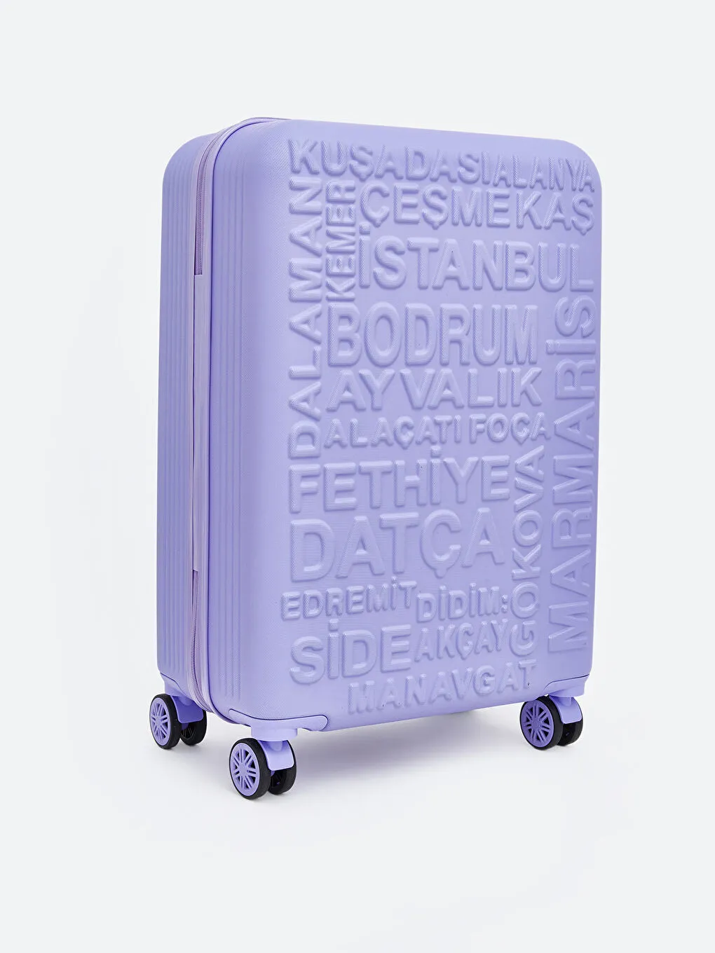 紫色印花锁扣细节行李箱